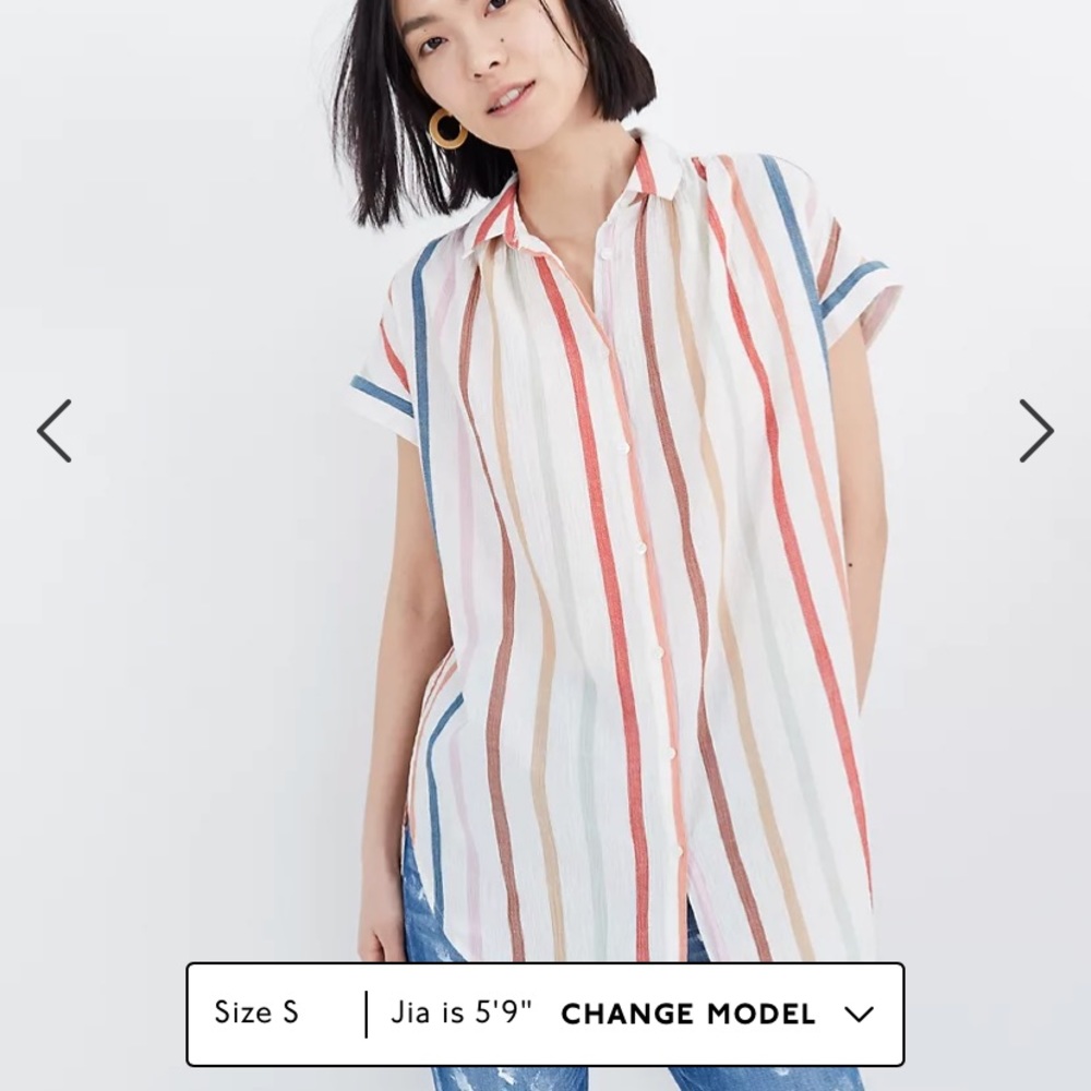 Madewell Guaze Central Tunic in Rainbow Stripe